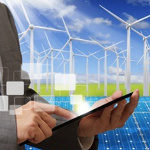 Renewable energy - windmills - laptop