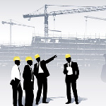 Contractors with crane