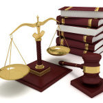 Scales with lawbooks and gavel