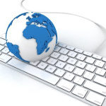 World globe on keyboard